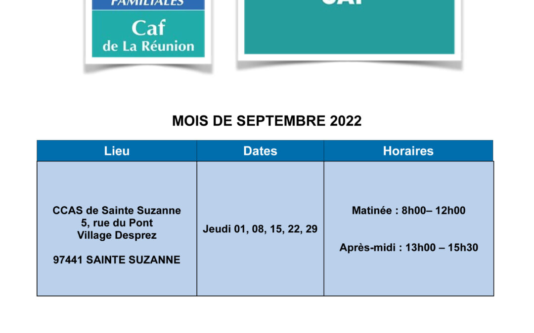 Permanences CAF & Mobi’CAF du mois de septembre 2022