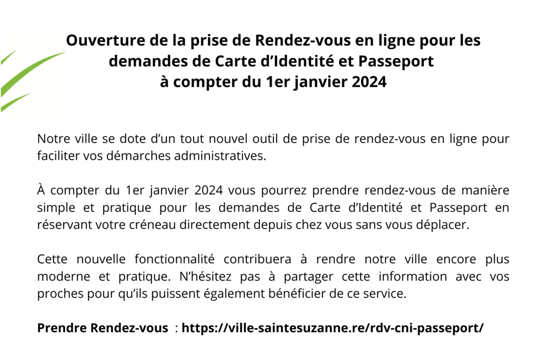 Rendez-vous en ligne – CNI & passeport